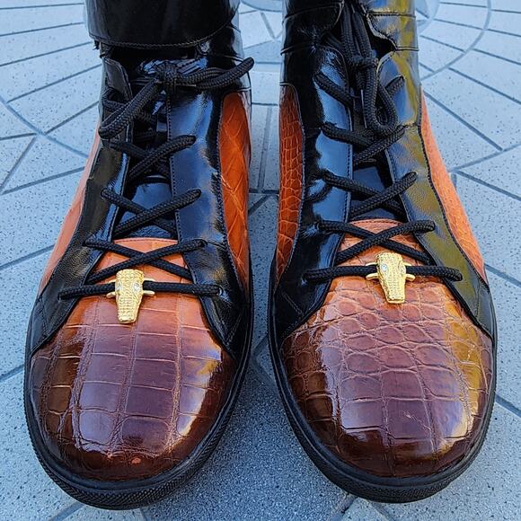 Belvedere George Genuine Exotic Crocodile Leather Sneakers 11 - Picture 4 of 12